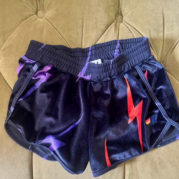 Aviator Nation Pants - Aviator nation velvet bolt Stylish Black and Purple Women's Shorts